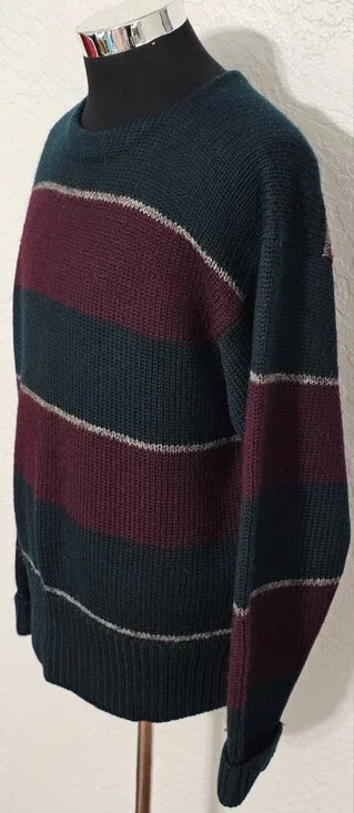 Vintage Polo Ralph Lauren Sweater Wool Handknit Colorblock Crewneck Large 90s